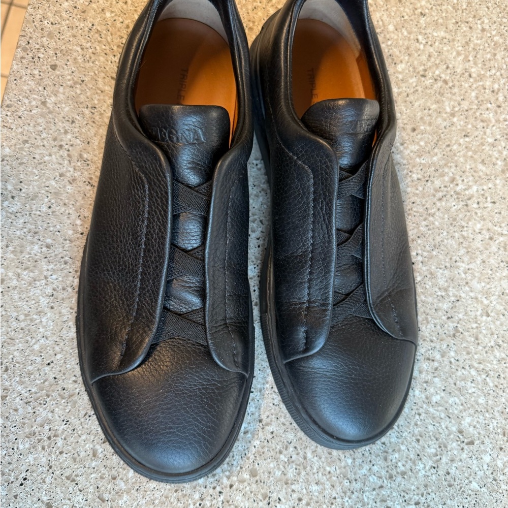 Zegna BLACK DEERSKIN TRIPLE STITCH™ SNEAKERS